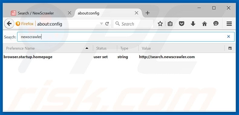 Removing search.newscrawler.com from Mozilla Firefox default search engine