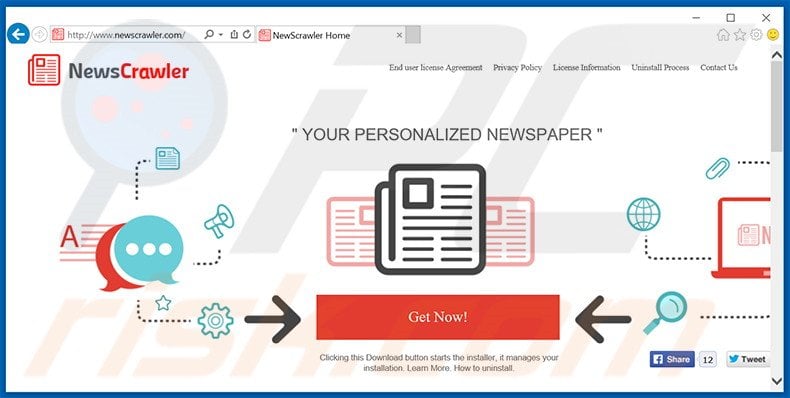 Website used to promote NewsCrawler adware