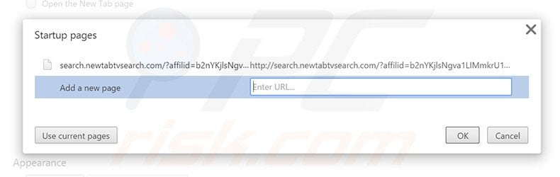 Removing search.newtabtvsearch.com from Google Chrome homepage