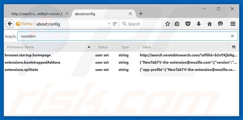 Removing search.newtabtvsearch.com from Mozilla Firefox default search engine