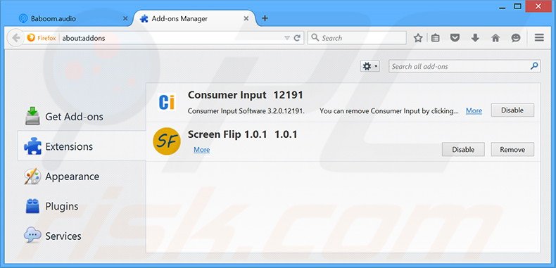 Removing Nuvision Global Data Remarketer ads from Mozilla Firefox step 2