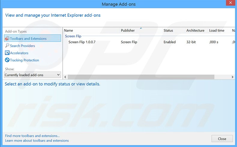 Removing Oasis Space ads from Internet Explorer step 2