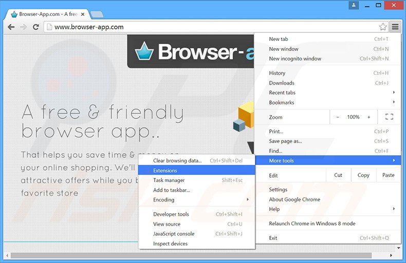 Removing OpedBrowsrVersion  ads from Google Chrome step 1