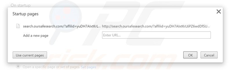 Removing search.oursafesearch.com from Google Chrome homepage
