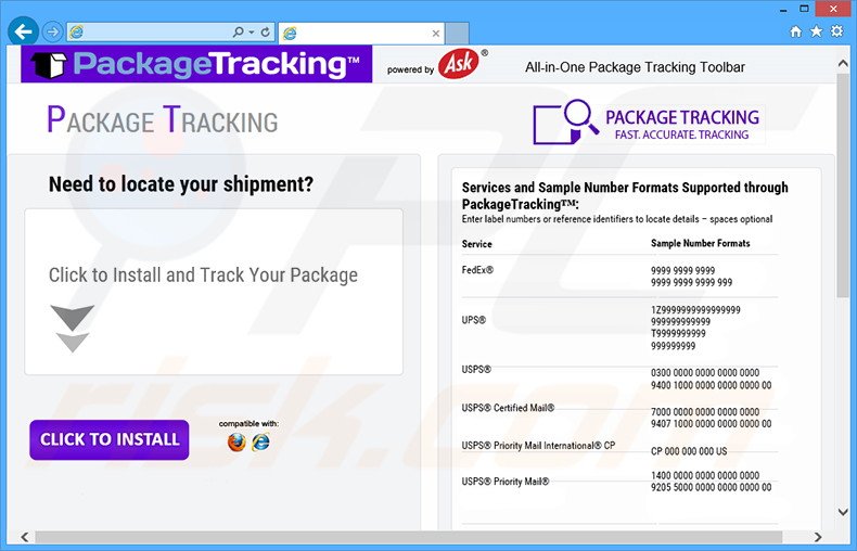 PackageTracking browser hijacker