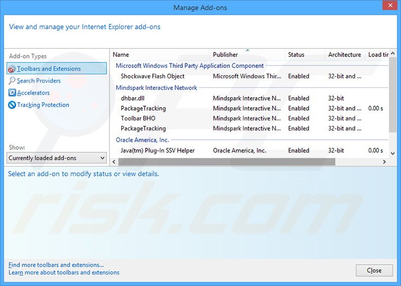 Removing PackageTracking related Internet Explorer extensions