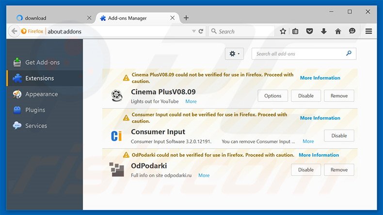 Removing PopDown ads from Mozilla Firefox step 2