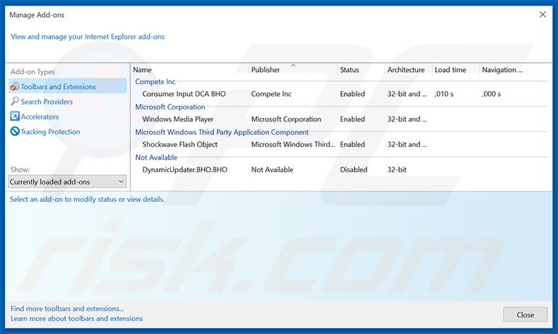 Removing RecommendationBox ads from Internet Explorer step 2