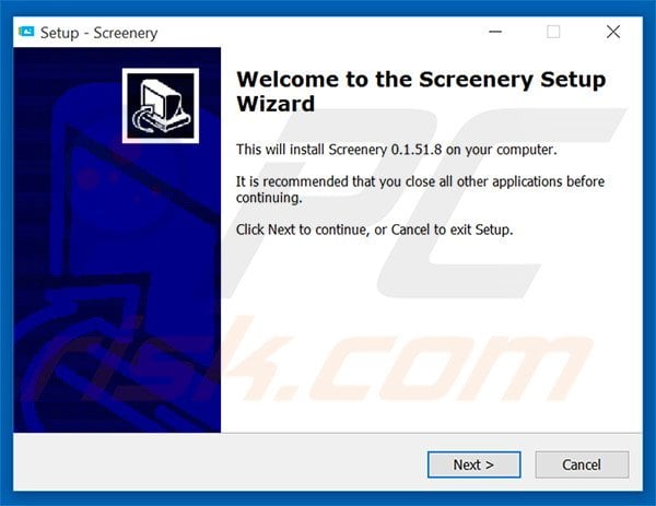 Official Screenery adware installation setup