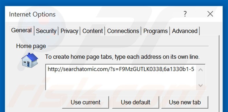 Removing searchatomic.com from Internet Explorer homepage