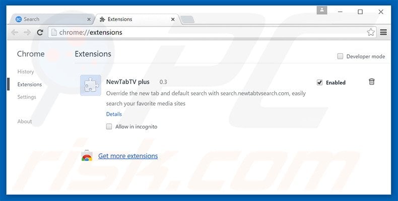 Removing search.bitcro.com related Google Chrome extensions