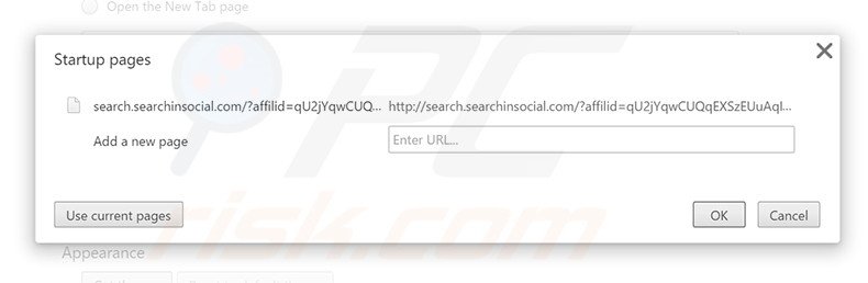 Removing search.searchinsocial.com from Google Chrome homepage