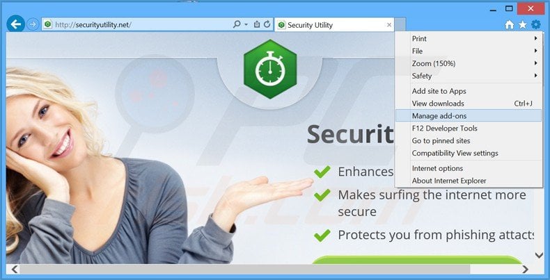 removing security utility from Internet Explorer step 1