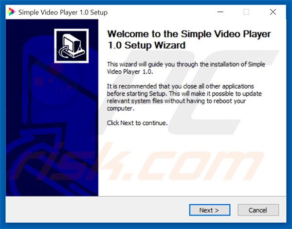 Official Simple Media Player adware installation setup