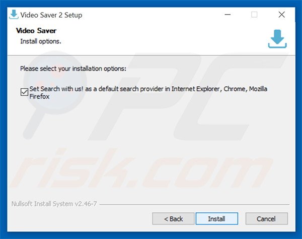 Video Saver modifying default search engine option