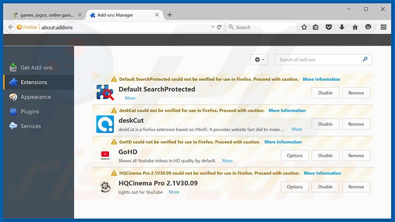 Removing Vital Browser Helper ads from Mozilla Firefox step 2