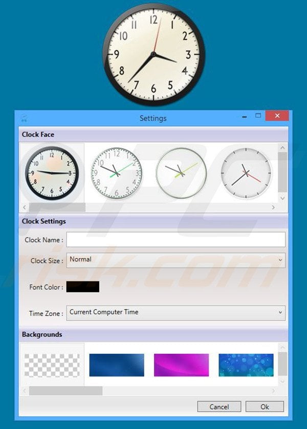 Deceptive WinClock adware application