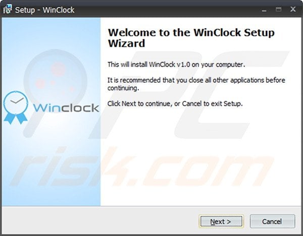 Official WinClock adware installation setup