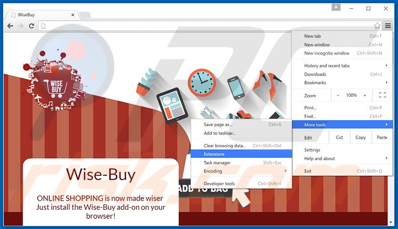 Removing Wise-Buy  ads from Google Chrome step 1