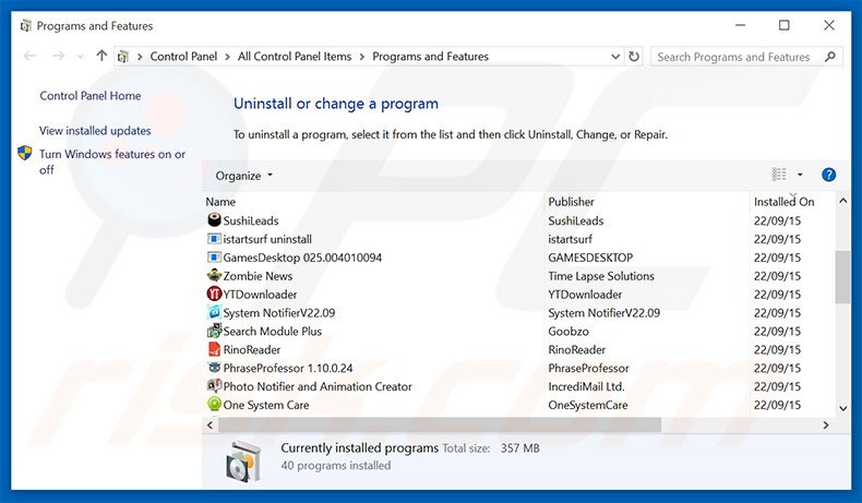 Wise-Buy adware uninstall via Control Panel