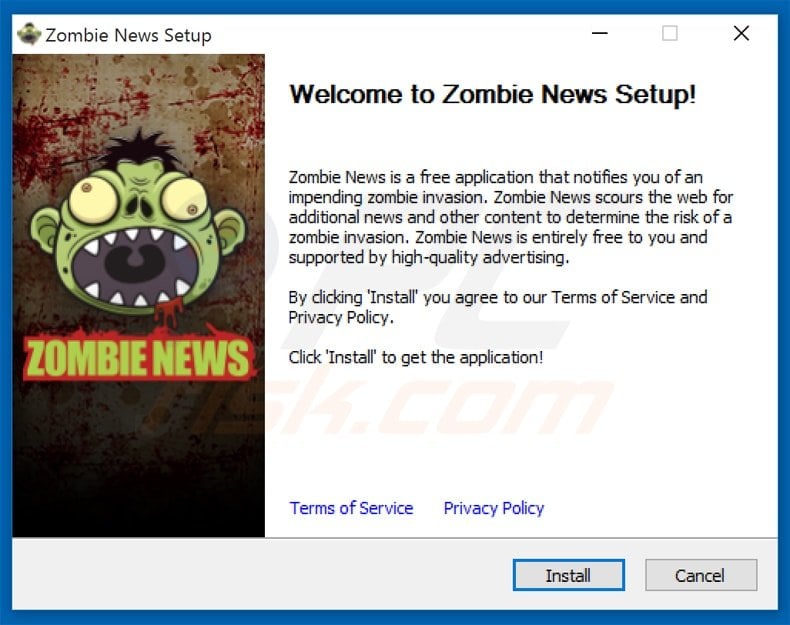 zombie news adware installer setup