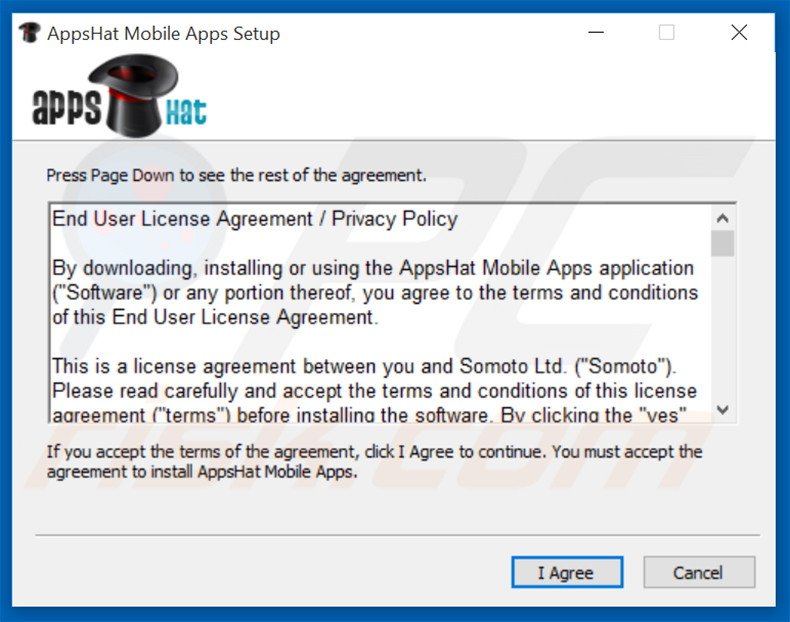 Official Apps Hat adware installation setup (sample 2)