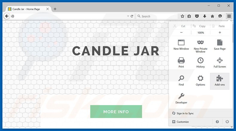 Removing Candle Jar ads from Mozilla Firefox step 1