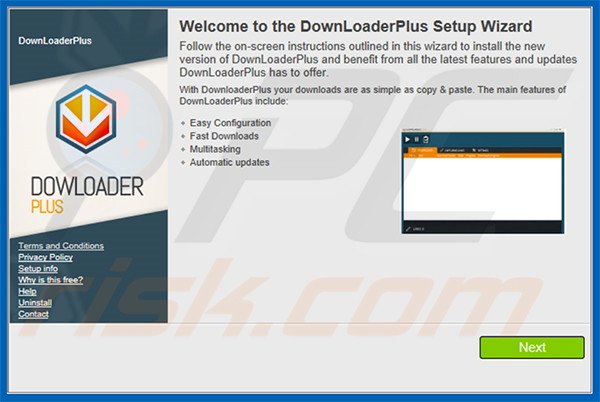 Official DownloaderPlus adware installation setup