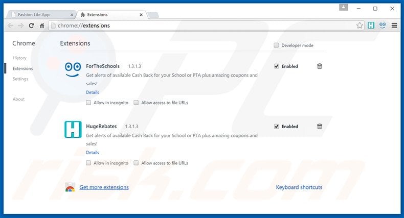 Removing Fashion ads from Google Chrome step 2