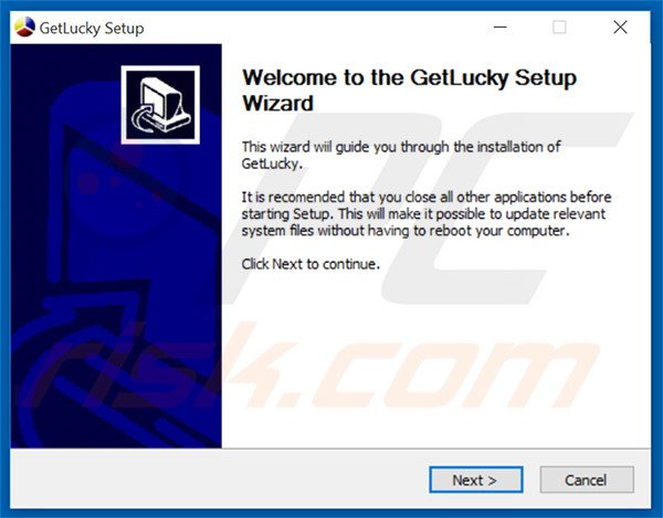 GetLucky adware installation setup