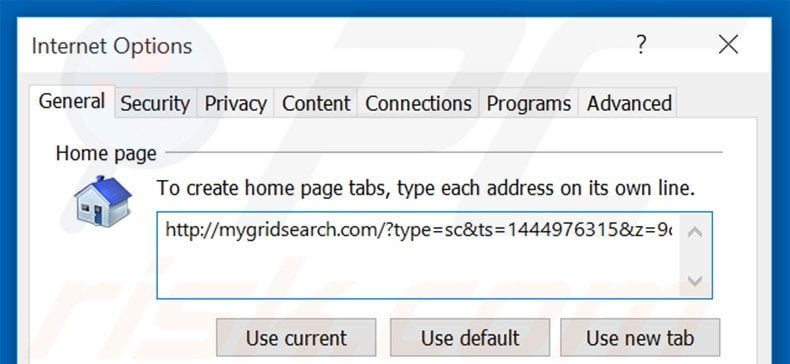 Removing mygridsearch.com from Internet Explorer homepage