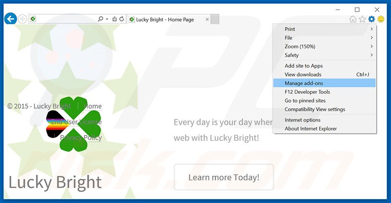 Removing Lucky Bright ads from Internet Explorer step 1