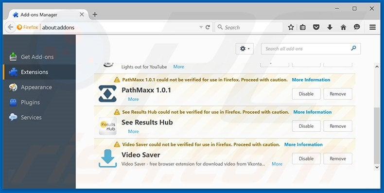 Removing Middle Rush ads from Mozilla Firefox step 2