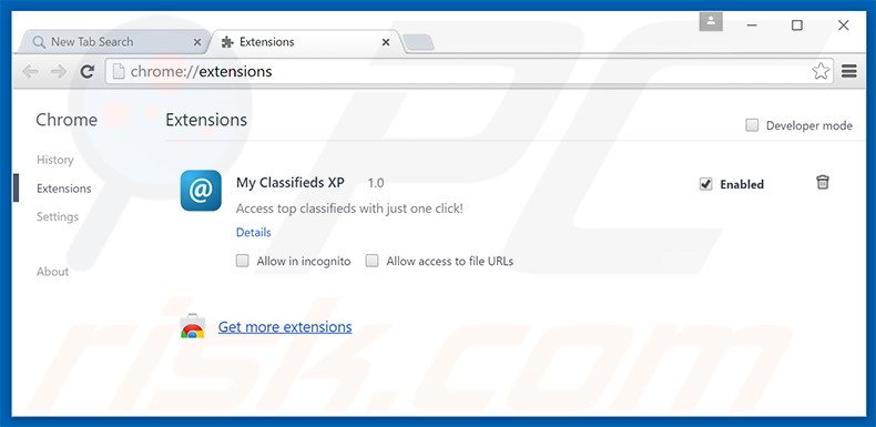 Removing search.myclassifiedsxp.com related Google Chrome extensions