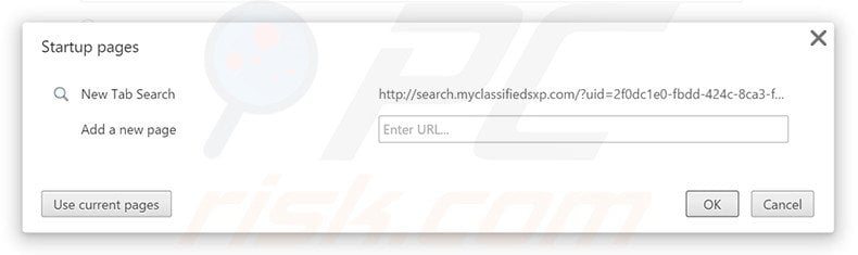 Removing search.myclassifiedsxp.com from Google Chrome homepage