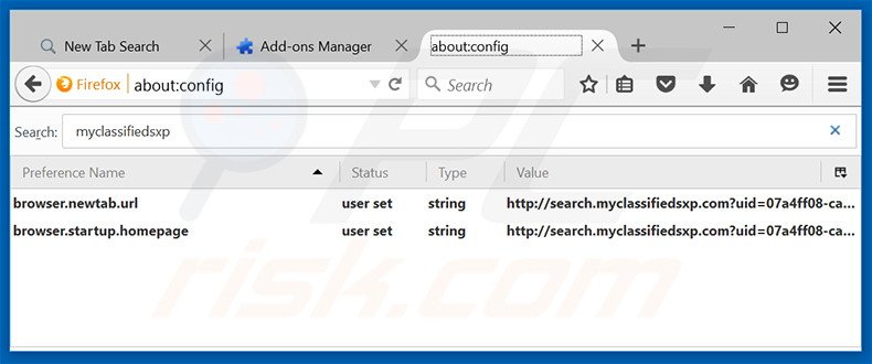 Removing search.myclassifiedsxp.com from Mozilla Firefox default search engine