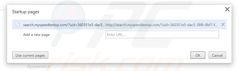 Removing search.myspeedtestxp.com from Google Chrome homepage
