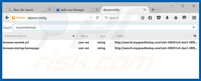 Removing search.myspeedtestxp.com from Mozilla Firefox default search engine