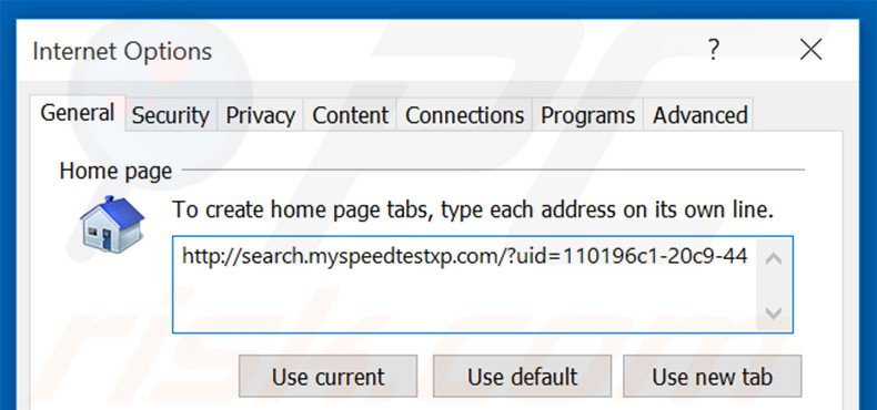 Removing search.myspeedtestxp.com from Internet Explorer homepage