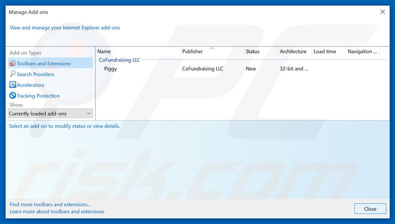 Removing Piggy ads from Internet Explorer step 2