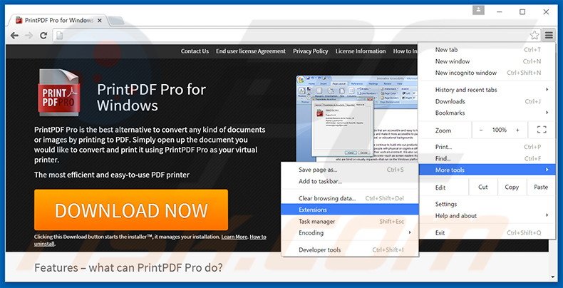 Removing Print PDF Pro  ads from Google Chrome step 1