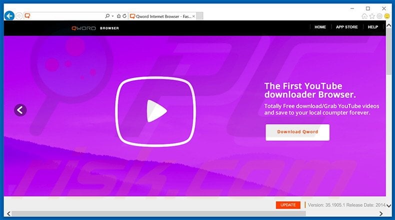 Website used to promote Qword Browser adware