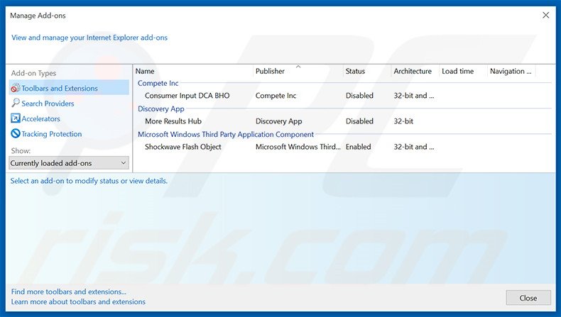 Removing rms.rautmedia.com related Internet Explorer extensions