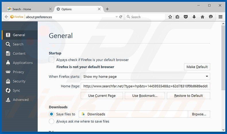 Removing searchfar.net  from Mozilla Firefox homepage