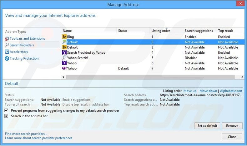 Removing searchinterneat-a.akamaihd.net from Internet Explorer default search engine