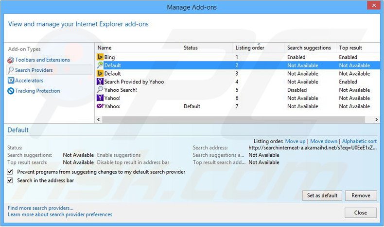 Removing searchinterneat-a.akamaihd.net from Internet Explorer default search engine