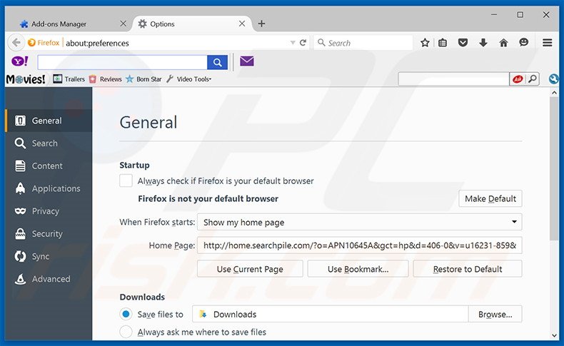 Removing home.searchpile.com from Mozilla Firefox homepage