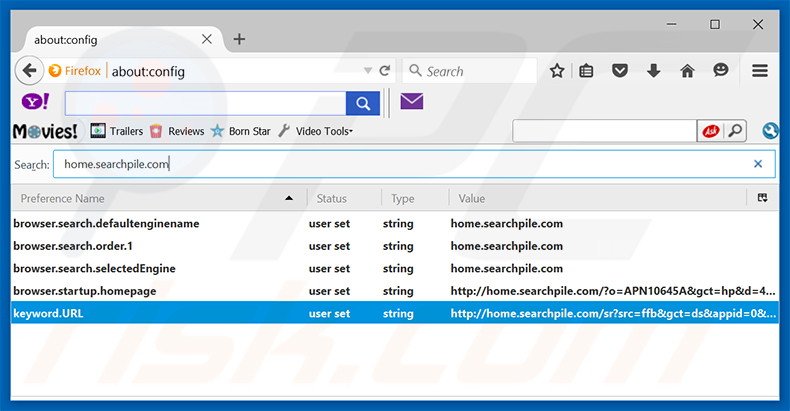 Removing home.searchpile.com from Mozilla Firefox default search engine
