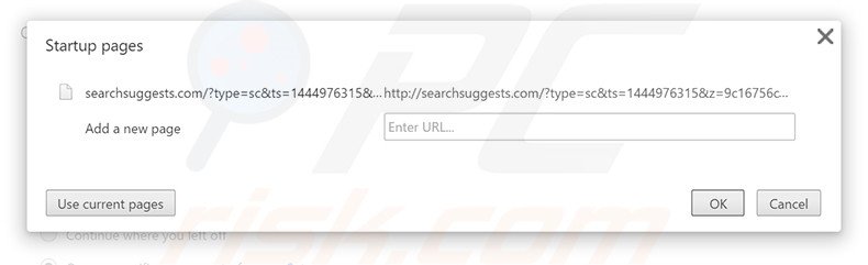 Removing searchsuggests.com from Google Chrome homepage