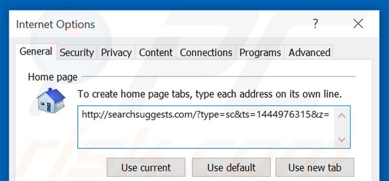 Removing searchsuggests.com from Internet Explorer homepage